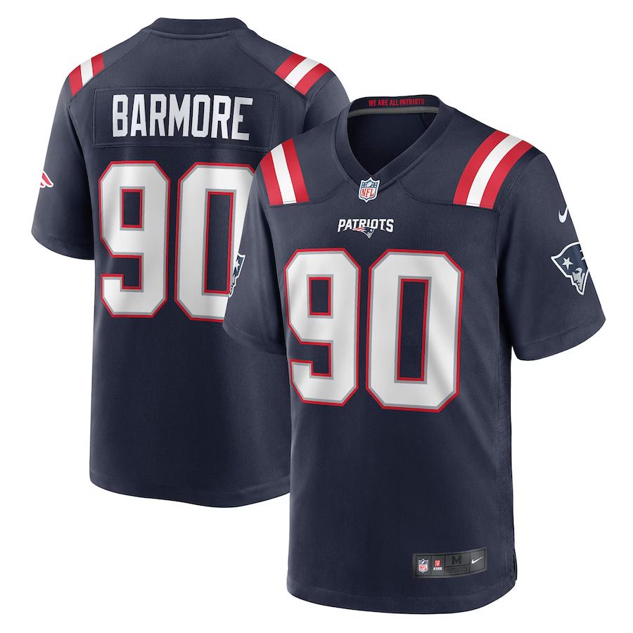 Men New England Patriots 90 Christian Barmore Nike Navy Player Game NFL Jersey